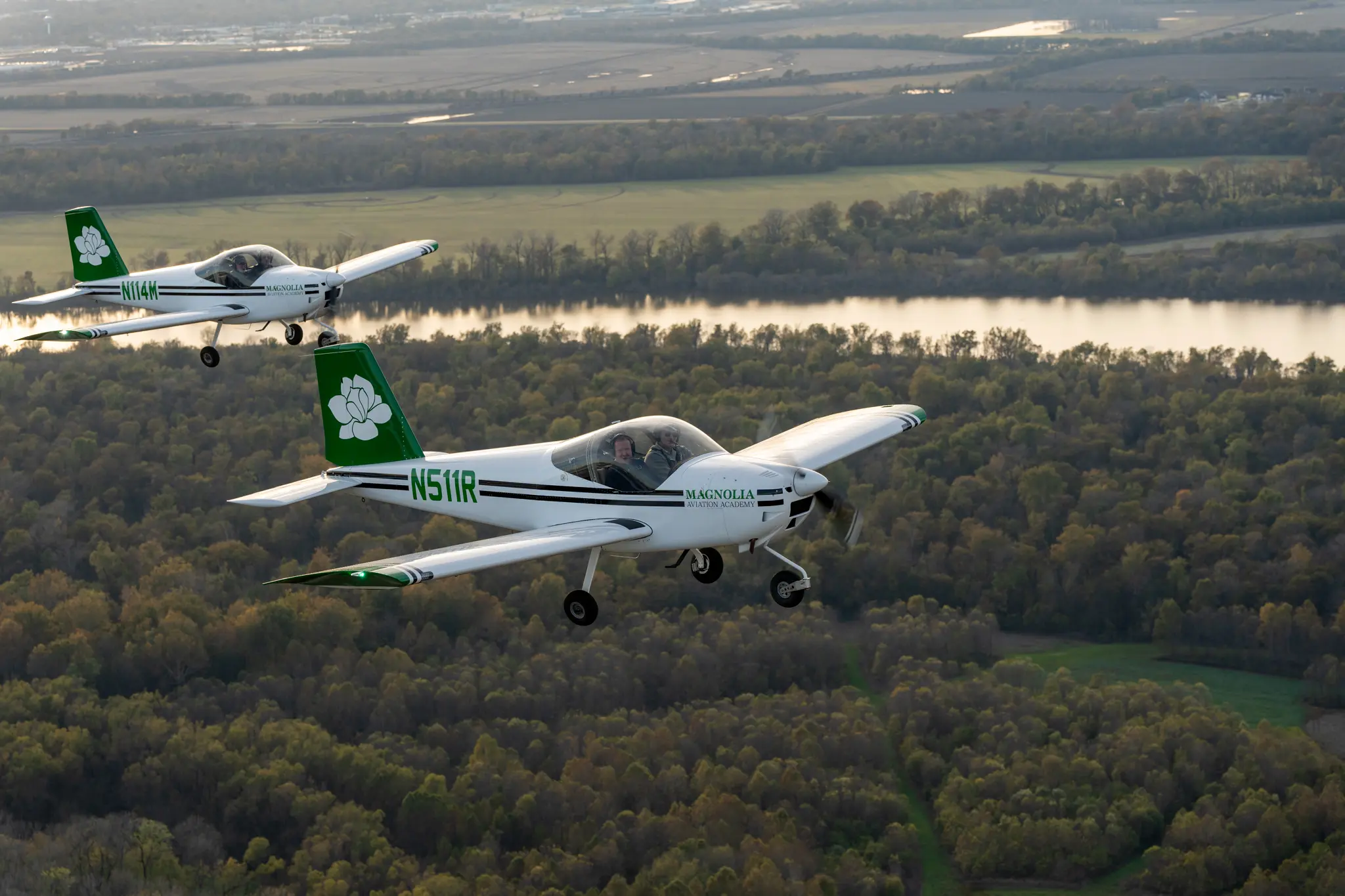 Van's RV-12iS aircraft on the Magnolia Aviation Academy ramp