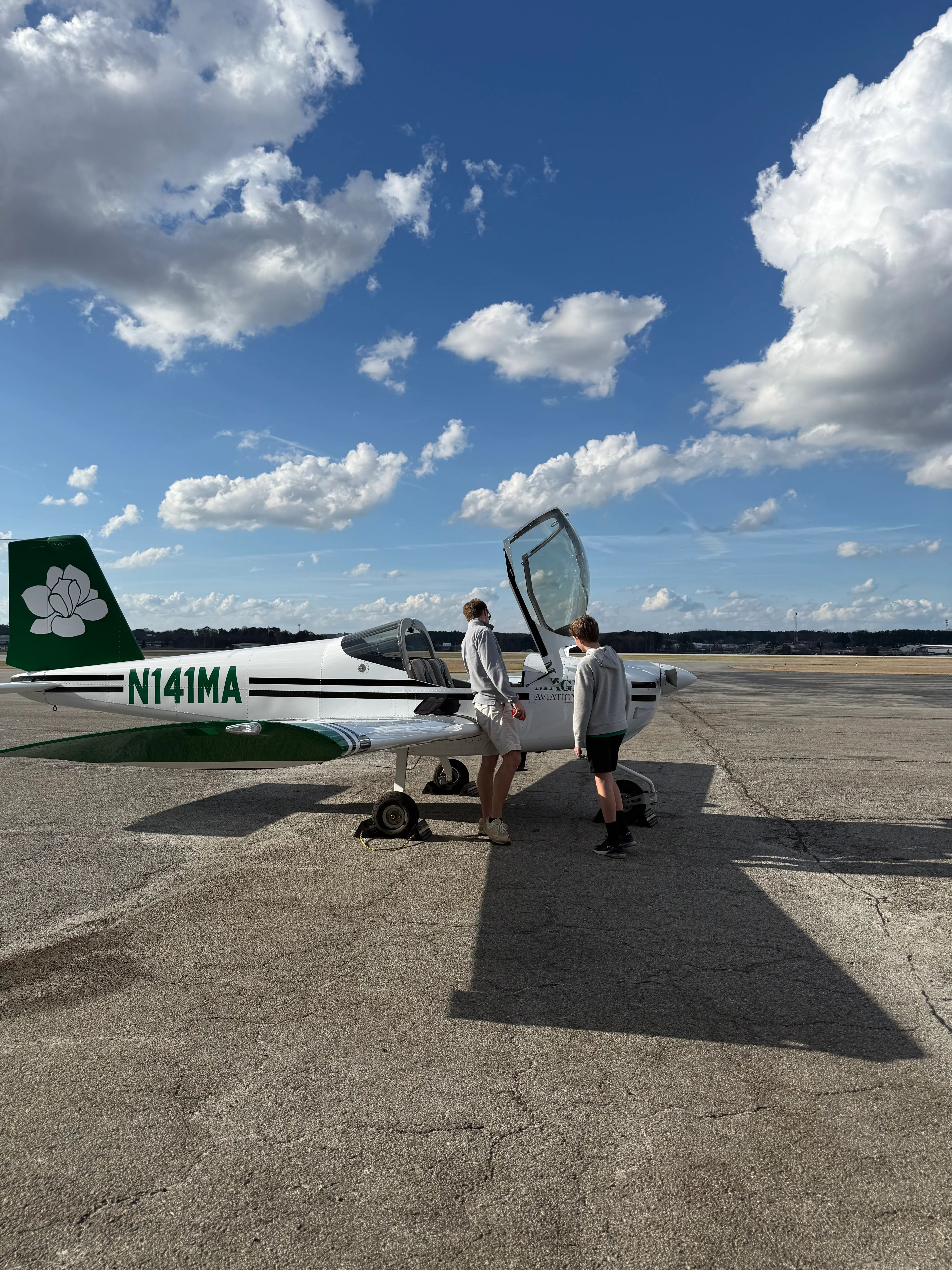 Professional student pilot prep for flight lesson at Magnolia Aviation Academy