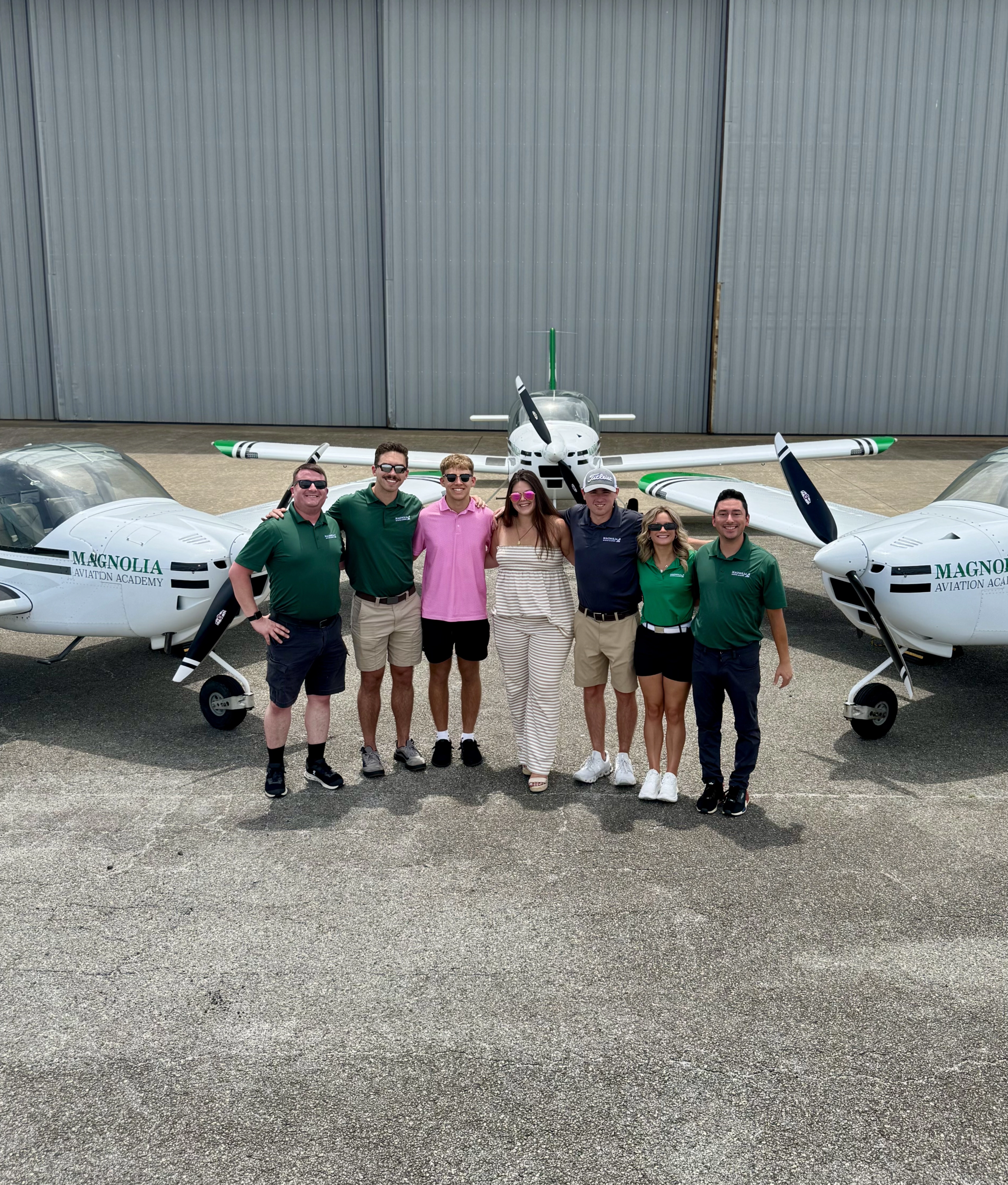 Magnolia Aviation Academy training aircraft on the runway ramp