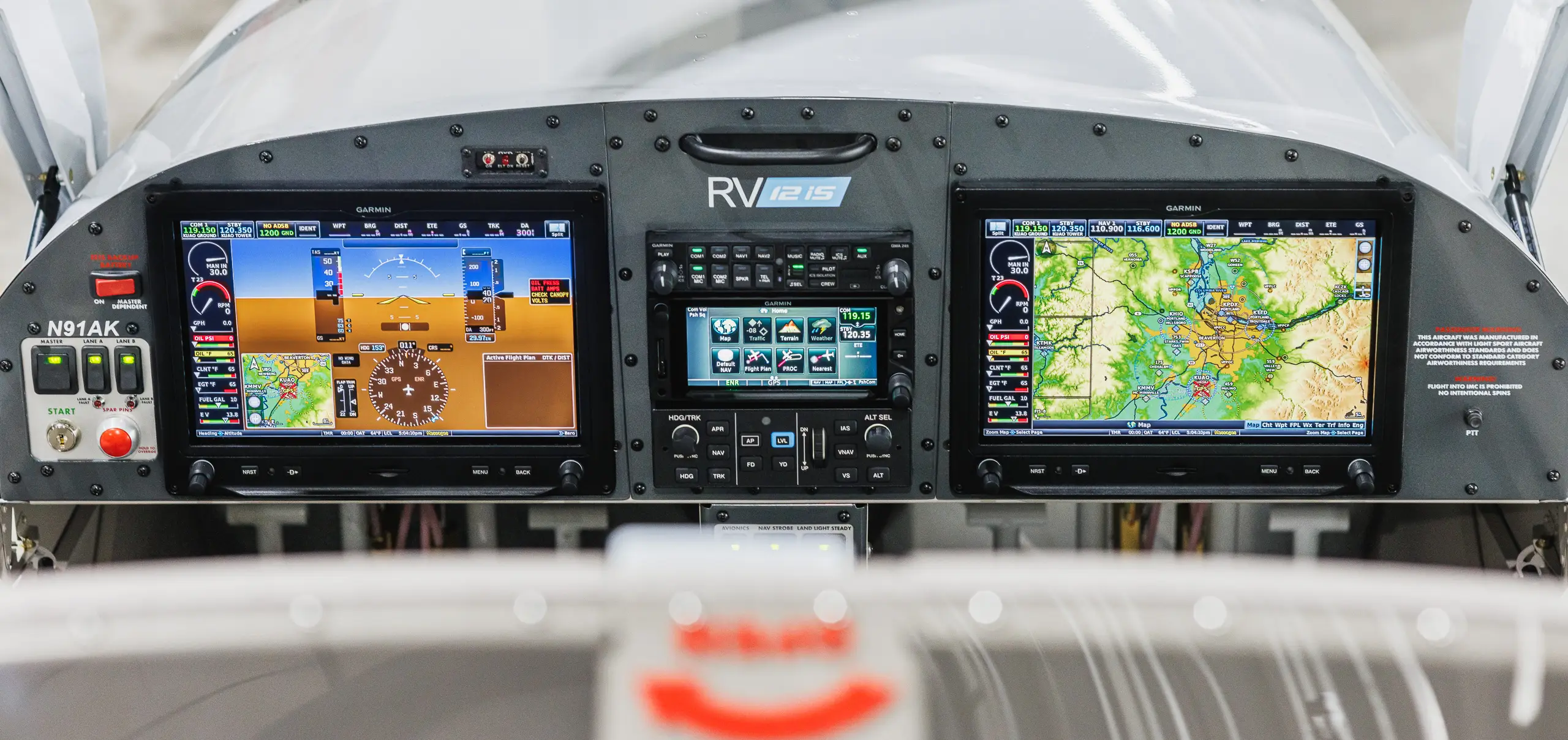 Van's RV-12iS aircraft cockpit and ramp view